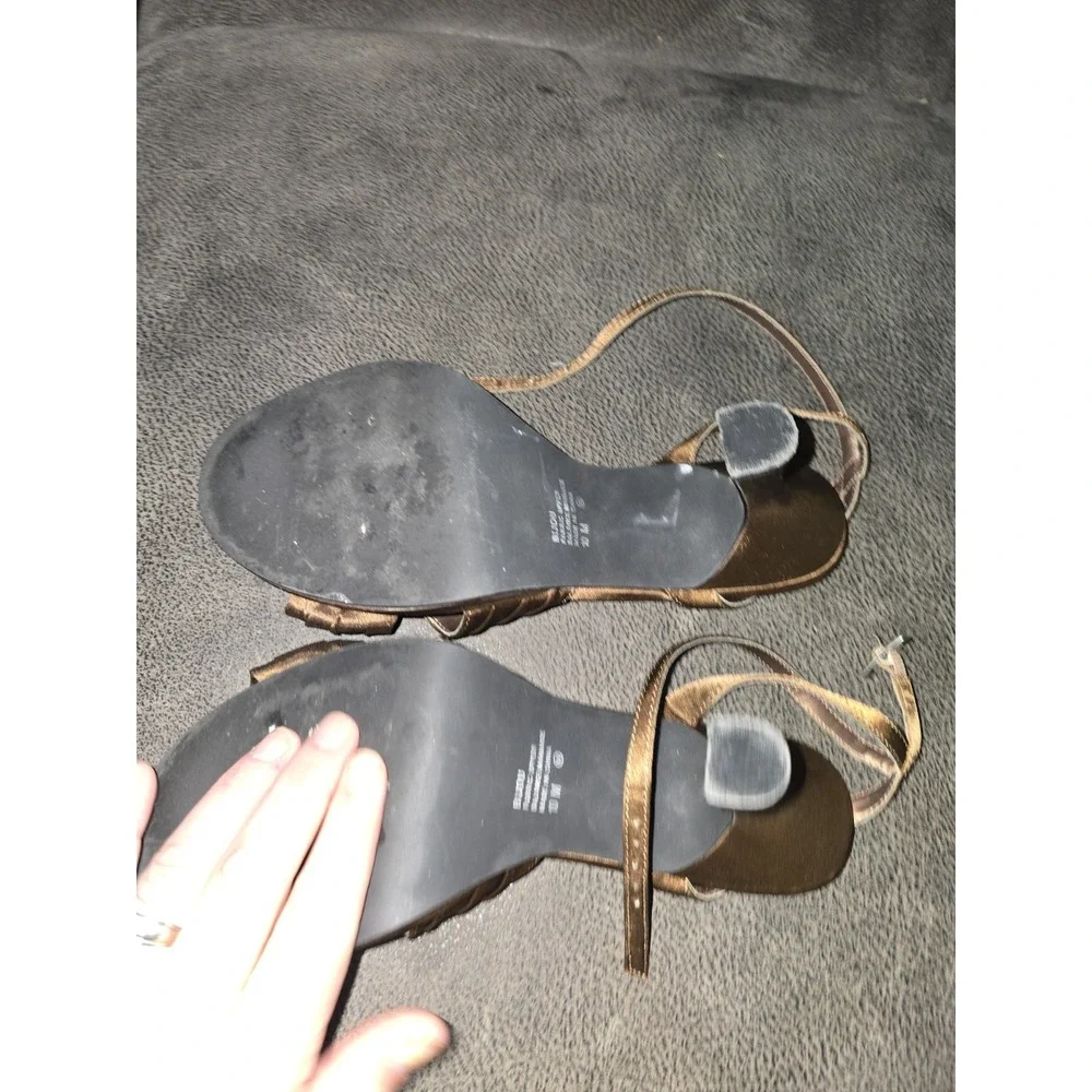 MUDD STRAPPY METALLIC BRONZE SANDALS W/ANKLE STRAP SIZE‎ 10 EUC